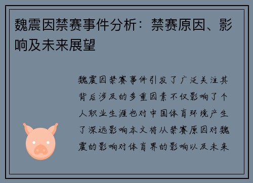 魏震因禁赛事件分析：禁赛原因、影响及未来展望